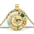 Bohemian Goldkette mit bösem Blick Anhänger und himmlischen Glückssymbolen - Stil 1 (Bronze-1) / Bronze