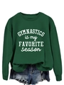 Close-up van de tekstprint op een donkergroene sweatshirt met lange mouwen en ronde hals - S / Donkergroen Sweatshirt (Wit Lettertype)