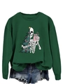 Detail of the Sorta Merry Sorta Scary graphic print on a green crewneck sweatshirt - S / Dark Green