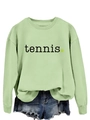 Detail of mint green tennis sweatshirt with ribbed collar and high-quality printed logo - S / Olive Green (Black Print)