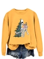 Close-up of Sorta Merry Sorta Scary holiday print on yellow long sleeve sweatshirt - S / Yellow