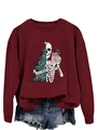 Close-up of Sorta Merry Sorta Scary burgundy sweatshirt with Christmas skull print design - S / Burgundy