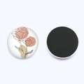 Macro view of round glass fridge magnet showing artistic floral lines and magnetic back - Nordic Style Line Floral (JY008948-9)