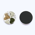 Detailed front and back view of a 25mm round glass magnet with abstract flower art line - Modern Abstract Botanical (JY008948-8)