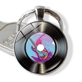 Portachiavi a disco in vinile con illustrazione di chitarra elettrica e finitura lucida - Stile Chitarra Elettrica (JY008954-4)