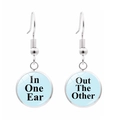 Boucles d'oreilles argentées rigolotes avec pendentifs bleus et texte humoristique - Bleu Clair (JY008977-2)