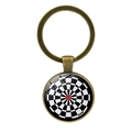 Colorful dartboard keychain with vintage bronze finish and red center target pendant - Bronze-Black White Red Sports