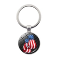 Detail of metal keychain with boxing gloves pendant featuring American flag design - Stars And Stripes Boxing Gloves Style