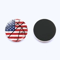 Front and back detail of 25mm USA flag basketball glass magnet for refrigerators - Vintage Basketball Style (5487399275991)