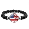 Detalle de pulsera deportiva de cuentas con motivo de baloncesto y bandera americana - Estilo Baloncesto B
