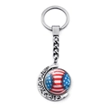 Portachiavi rotante da baseball con bandiera USA in cornice a mezzaluna argento - Baseball