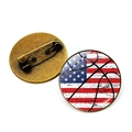 Detail of vintage American flag basketball brooches with bronze metal pins and glass finish - Bronze-Basketball 2