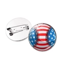 Spilla rotonda da baseball con motivo bandiera americana e finitura a cupola lucida - Argento-Baseball