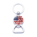 Llavero abridor de baloncesto en metal plateado con diseño de bandera americana - Baloncesto Estilo 2