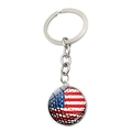 Dettaglio portachiavi da golf in argento con motivo bandiera americana su sfondo bianco - Stile Golf (JY008828-5)