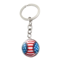 Porte-clés en métal avec pendentif baseball au motif drapeau américain sur fond blanc - Style Baseball (JY008828-3)