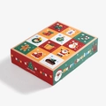 Emballage cadeau de Noël type boîte aveugle avec 12 cases et illustrations festives - Boîte cadeau surprise à percer / 5 Pièces/Paquet (13*17*4cm)