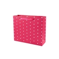 Pink polka dot gift paper bag with ribbon handles for festive packaging needs - Rose Red Polka Dot / 24cmx7.5cmx20cm