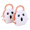 Halloween-Geschenktüte aus Papier in Geisterform mit Griff und orangefarbenen Streifen - Halloween Gespenst / 19*16*7cm