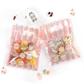Sachets à bonbons à rayures roses avec illustrations de cupcakes et fermeture zip - Style à Rayures Roses et Blanches / Lot de 10
