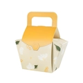 Blumendruck Geschenkbox mit gelbem Griff für Gebäck und festliche Süßigkeitenverpackung - Frische Gardenie / 9x6x8cm