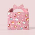 Rosa faltbare Geschenkbox mit Cartoon-Katzen und Bogen-Griff für Gebäckverpackung - Schleifengriff Stil / 11x7x14 / Rosa