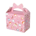 Rosa Geschenkbox mit Katzenmotiven und Schleifengriff auf einem weißen Hintergrund - Rosa Schleife Griff (7*11*14cm)