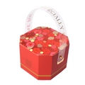 Scatola regalo per matrimonio cinese rossa con decorazioni floreali e manico per dolci - 9x9x6.5cm / Fiore di Prugno Scuro (Rosso)