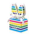Regenbogen Gestreifte Hasen-Geschenkbox mit Hasenohren und weißer Satinschleife - Regenbogen Hase (10 Stück pro Packung) / 8*5.5*6cm