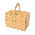 Retro woven pattern square paper gift box with handle and metal buckle for candy - Medium / Original Color