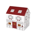 Minimalistische weiße Geschenkbox in Hausform mit rotem Dach und Pâtisserie-Illustration - Rotes Dach Villa (11*9*11.5cm)