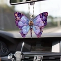 Purple and blue gradient butterfly car pendant with glitter inside on a silver chain - Crystalline Blue Purple Butterfly (26)