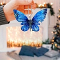 Vibrant blue acrylic butterfly charm with silver bead chain and detailed wing patterns - Shades of Blue Textured Butterfly (28)