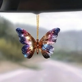 Blue and purple butterfly car charm with glitter gradient and gold hanging string - Starry Sky Hollow Art Butterfly (30)