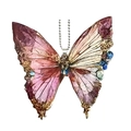 Vibrant purple gradient acrylic butterfly keychain with inlaid crystals and silver chain - Purple Gradient Crystal Butterfly (31)