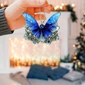 Acrylic butterfly keychain pendant with blue gradient wings and silver ball chain - Ice Blue Gradient Textured Butterfly (35)