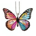 Colorful acrylic butterfly keychain with gradient wing design and religious scripture text - Multicolor Scripture Quotes Butterfly (37)