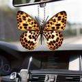 Colorful acrylic butterfly car charm with leopard print patterns and silver chain link - Spotted Leopard Pattern Butterfly (39)