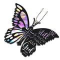 Acrylic butterfly cross necklace with bible verse and faith engraving on silver ball chain - Iridescent Scripture Cross Butterfly (45)