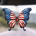 Acrylic butterfly car pendant featuring a vibrant American flag design and bead chain - US Flag Stars and Stripes Butterfly (48)
