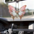 Pink and blue gradient butterfly car interior charm with glitter accents and silver chain - Pink Blue Sequin Detail Butterfly (51)