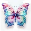Colorful butterfly acrylic pendant keychain with vibrant pink and blue gradients - Dreamy Watercolor Gradient Butterfly (52)