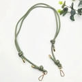 Detail of adjustable sage green bag strap with gold metal lobster clasps and bullet tips - Gold Plate Hook / Matcha Green