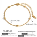 Bracciale a catena intrecciata in acciaio dorato con cinque perline e chiusura regolabile - Acciaio inossidabile / SL41140 Catena a Sfere Dorata