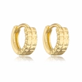 Minimalistische vergoldete Creolen mit geprägter Waffelstruktur für Damen - 41807-Gold geprägter Creole