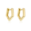Minimalistische 18K vergoldete unregelmäßige Pentagon Creolen mit poliertem Spiegel-Finish - 41806-Gold unregelmäßiges Fünfeck