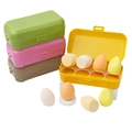 Portable 8-slot makeup sponge set with teardrop and slanted sponges in colorful cases - 8-Piece Set (Colored Box)