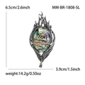 Broche de pluma vintage con incrustación de abulón natural y cristales grises - Estilo Pluma Plateada Concha de Abulón (银色1808-SL)