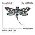 Broche de libélula vintage con concha de abulón colorida y piedras de circonia negra - Plateado
