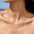 Layered gold PVD titanium steel set with flat snake chain and twist rope chain - Gold Layered Snake & Rope Chain